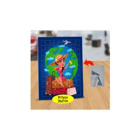 55 Dünya Turuna Çıkmış Güzel Kız 99 Parça Puzzle Yapboz Tablo