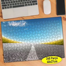55 Gökyüzü ve Uzayan Şeritli Yol Manzara 240 Parça Puzzle Yapboz