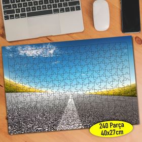 55 Gökyüzü ve Uzayan Şeritli Yol Manzara 240 Parça Puzzle Yapboz