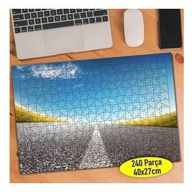 55 Gökyüzü ve Uzayan Şeritli Yol Manzara 240 Parça Puzzle Yapboz