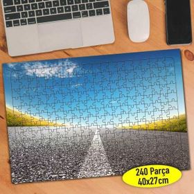 55 Gökyüzü ve Uzayan Şeritli Yol Manzara 240 Parça Puzzle Yapboz