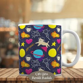5571 Uzaydaki Kedi Astronot Baskılı Kupa Bardak