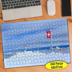 56185074 İsviçre Karlı Doğa Manzarası 240 Parça Puzzle Yapboz