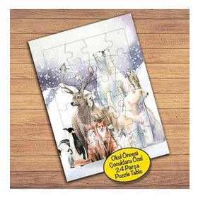 56527 Karlı Kış Mevsimi Hayvanlar Çocuklara Özel Puzzle Yapboz Tablo