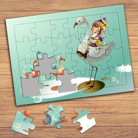 565789 Neşeli Çocuk Ve Leylek Çocuklara Özel Puzzle Yapboz Tablo