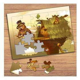 565792 Sevimli Baykuş Ve Evi Çocuklara Özel Puzzle Yapboz Tablo