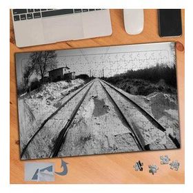 571 Siyah Beyaz Tren Yolu 240 Parça Puzzle Yapboz Tablo