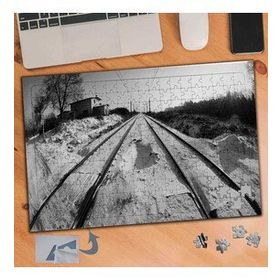 571 Siyah Beyaz Tren Yolu 240 Parça Puzzle Yapboz Tablo