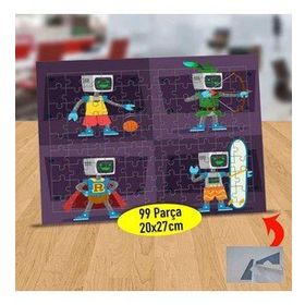 574 Süper Teknolojik Robotlar 99 Parça Puzzle Yapboz Tablo