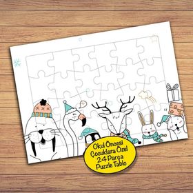 57615 Kar Taneleri Sevimli Hayvanlar Çocuklara Özel Puzzle Yapboz Tablo