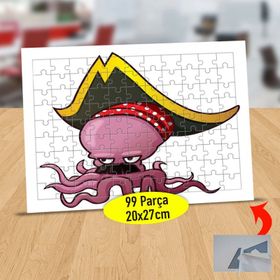 58 Korsan Kostümlü Sevimli Ahtapot 99 Parça Puzzle Yapboz Tablo