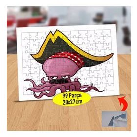 58 Korsan Kostümlü Sevimli Ahtapot 99 Parça Puzzle Yapboz Tablo