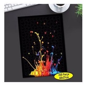 58 Siyah Zeminde Renkli Boya Sıçramaları 240 Parça Puzzle Yapboz