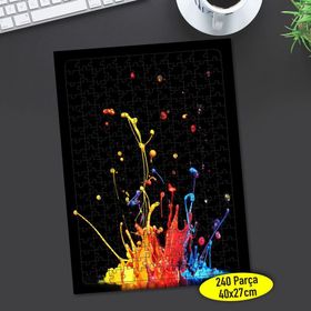 58 Siyah Zeminde Renkli Boya Sıçramaları 240 Parça Puzzle Yapboz