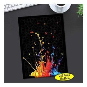 58 Siyah Zeminde Renkli Boya Sıçramaları 240 Parça Puzzle Yapboz