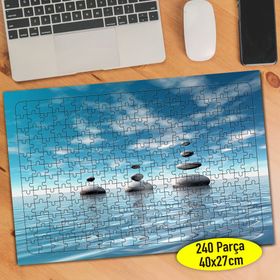 580256 Mavi Denizde Dizili Halka Taşlar 240 Parça Puzzle Yapboz