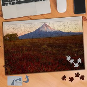 586 Çimenlerin Ardında Karlı Dağ 240 Parça Puzzle Yapboz Tablo
