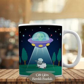 59 Ufo Uçan Daireye Işınlanan Komik Koyun Kupa Bardak