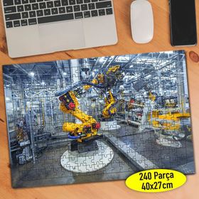 590852 Araba Yapan Robotlar Endüstri 240 Parça Puzzle Yapboz