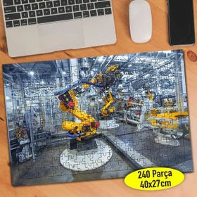 590852 Araba Yapan Robotlar Endüstri 240 Parça Puzzle Yapboz