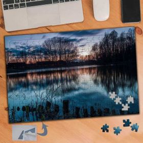 591 Mavi Yansımalı Gölet Ağaçlar 240 Parça Puzzle Yapboz Tablo