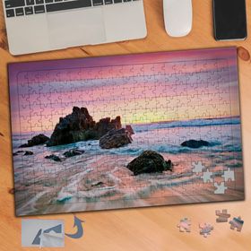 593 Pembe Gökyüzü Altında Deniz 240 Parça Puzzle Yapboz Tablo