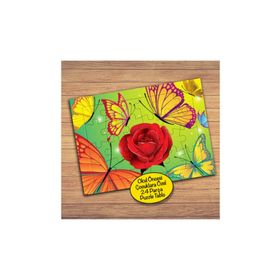 59433 Kırmızı Gül Ve Kelebekler Çocuklara Özel Puzzle Yapboz Tablo
