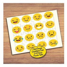 596 Gülücük Emoji Smiley 24 Parça Çocuklara Özel Yapboz Tablo