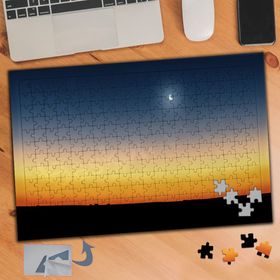 599 Ay Işığı Ve Gün Batımı Manzara 240 Parça Puzzle Yapboz Tablo