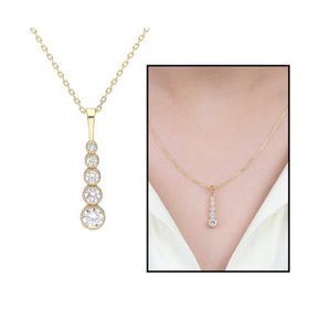 5'li Damla Tasarım Zirkon Taşlı Gold 925 Ayar Kadın Gümüş Kolye