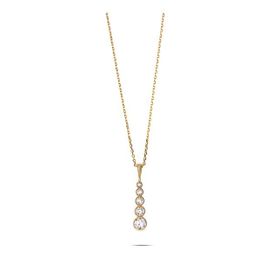 5'li Damla Tasarım Zirkon Taşlı Gold 925 Ayar Kadın Gümüş Kolye