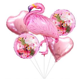 5li Flamingo Temalı Folyo Balon Seti Doğum Günü Parti Balonu