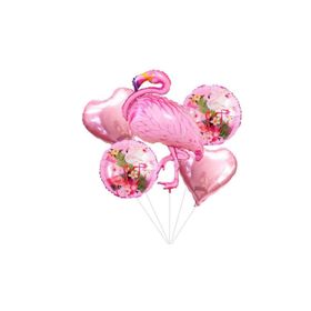 5li Flamingo Temalı Folyo Balon Seti Doğum Günü Parti Balonu
