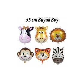 6 Adet Safari Konsepti Doğum Günü Hayvan Folyo Balon Seti