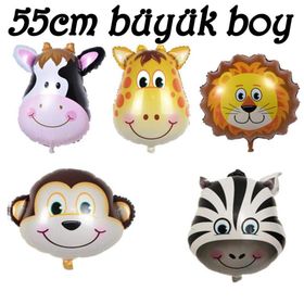 6 Adet Safari Konsepti Doğum Günü Hayvan Folyo Balon Seti