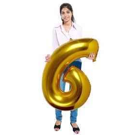 6 Rakam Altın 100 cm Folyo Balon