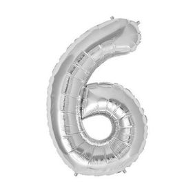 6 Rakam Gümüş 40 cm Folyo Balon