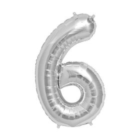 6 Rakam Gümüş 40 cm Folyo Balon