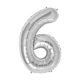 6 Rakam Gümüş 40 cm Folyo Balon