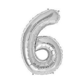 6 Rakam Gümüş 40 cm Folyo Balon