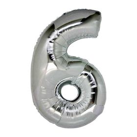 6 Rakam Gümüş 40 cm Folyo Balon