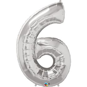 6 Rakam Gümüş 40 cm Folyo Balon