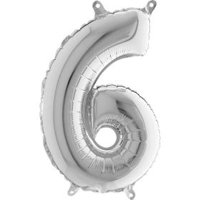 6 Rakam Gümüş 80 cm Folyo Balon