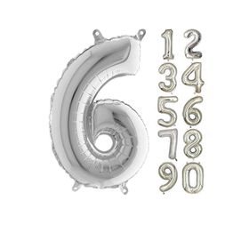6 Rakam Gümüş 80 cm Folyo Balon