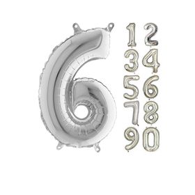 6 Rakam Gümüş 80 cm Folyo Balon