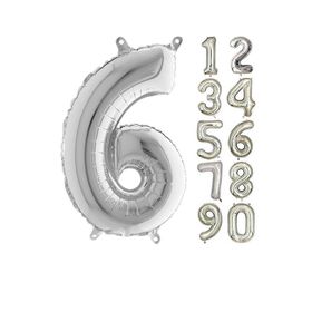 6 Rakam Gümüş 80 cm Folyo Balon