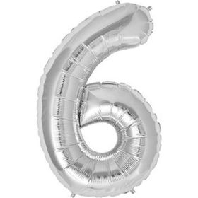 6 Rakam Gümüş 90 cm Folyo Balon