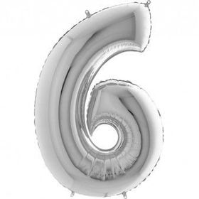 6 Rakamı Grabo Gümüş Folyo Balon