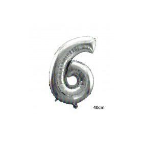 6 Rakamı Gümüş 40 cm Folyo Balon