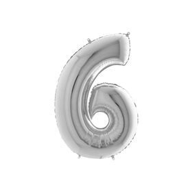 6 Rakamı Gümüş 40 cm Folyo Balon